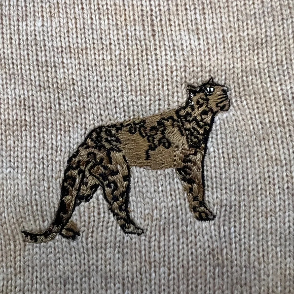 Chico’s Cashmere-Blend Embroidered Cheetah Tan Sweater Sz 0 - Picture 2 of 7